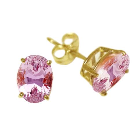 Orecchini a bottone da donna con Kunzite rosa da 30 kt taglio ovale in oro giallo 14K - harrychadent.it