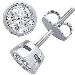 Orecchini a bottone da donna con diamanti incastonati da 3.50 carati in oro bianco 14 carati