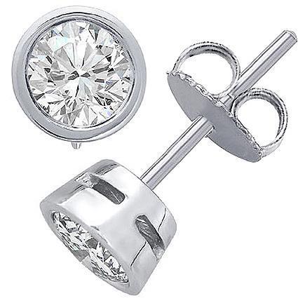 Orecchini a bottone da donna con diamanti incastonati da 3.50 carati in oro bianco 14 carati - harrychadent.it