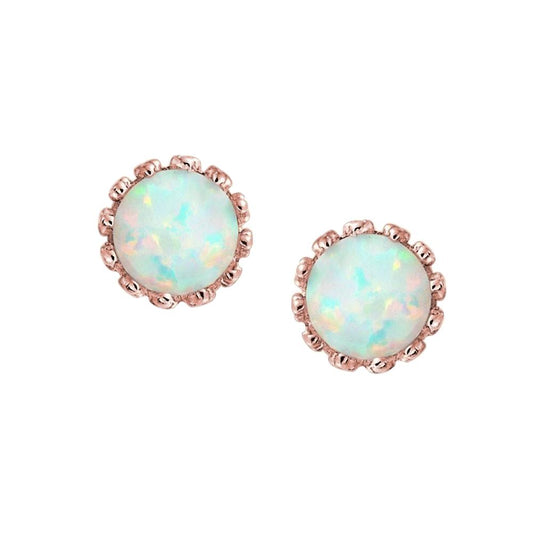 Orecchini a bottone da donna con opale taglio rotondo da 12 ct in oro rosa 14 carati Nuovo - harrychadent.it