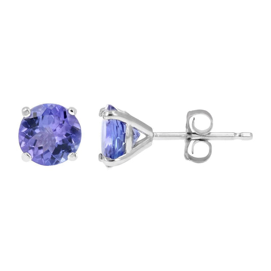 Orecchini a bottone da donna con tanzanite 5 carati in oro bianco 14 carati - harrychadent.it