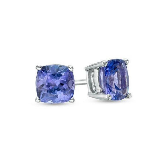 Orecchini a bottone da donna in tanzanite con 4 carati in oro bianco 14K - harrychadent.it