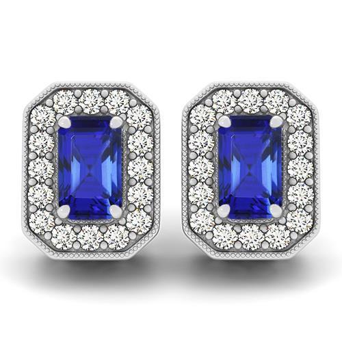 Orecchini a bottone donna Halo con tanzanite e diamanti Oro bianco 6.70 Ct - harrychadent.it