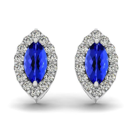 Orecchini a bottone in oro bianco con tanzanite e diamanti. 7 carati - harrychadent.it