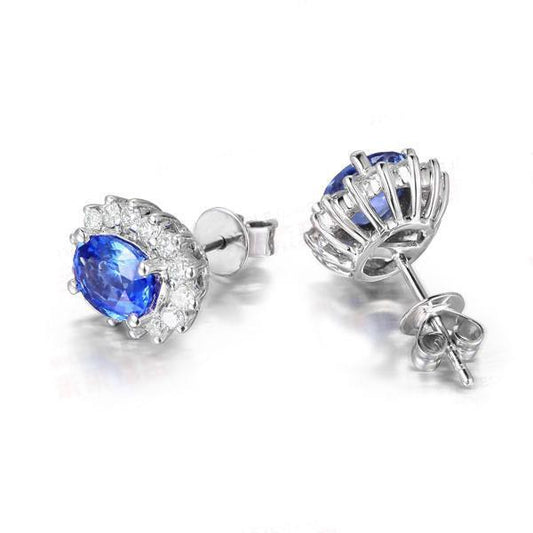 Orecchini a bottone in oro con tanzanite con diamanti incastonati 4.30 carati - harrychadent.it