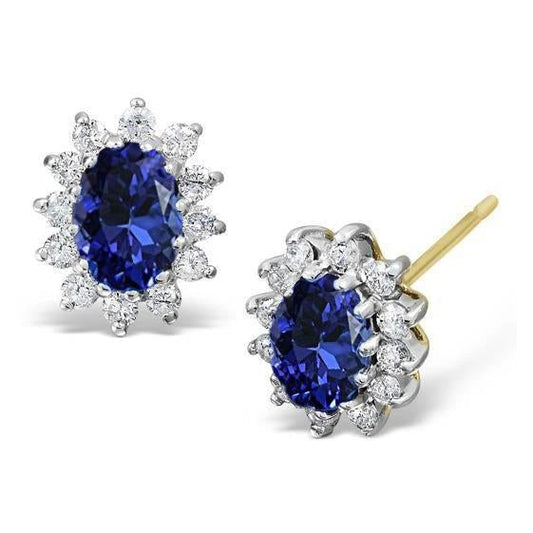 Orecchini a bottone in oro giallo 14K con tanzanite e diamanti da 6,10 carati - harrychadent.it