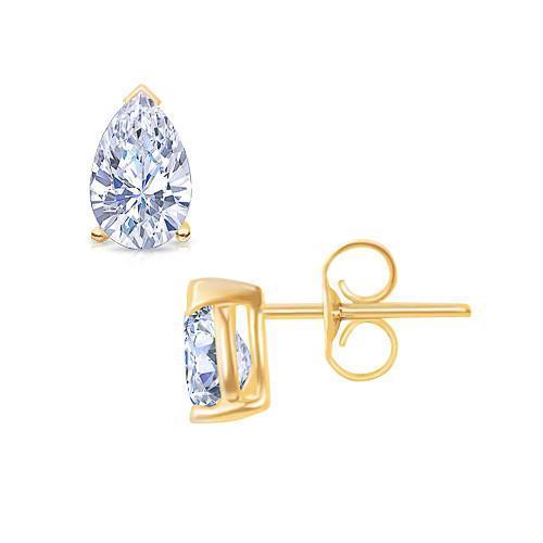 Orecchini a bottone in oro giallo con diamante taglio a goccia da 2 carati - harrychadent.it