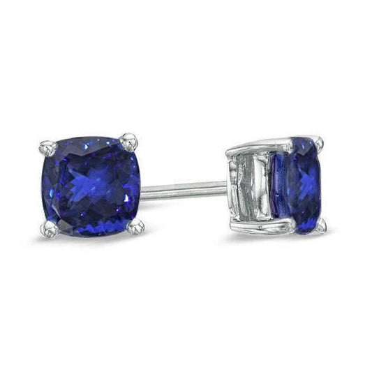 Orecchini a bottone in tanzanite con taglio a cuscino 4 carati in oro bianco 14 carati - harrychadent.it