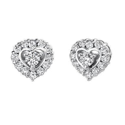 Orecchini a bottone rimovibili a forma di cuore con diamanti tondi da 4.10 carati