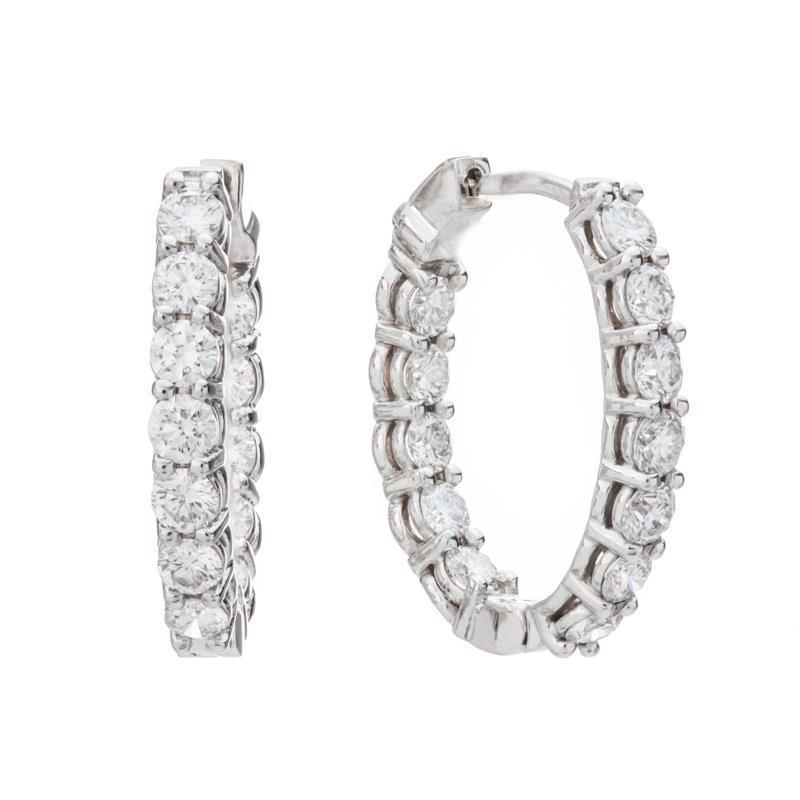Orecchini a cerchio da donna con diamanti scintillanti da 4,10 carati in oro bianco 14 carati - harrychadent.it