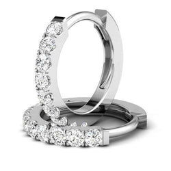 Orecchini a cerchio da donna in oro bianco 14K 3.20 carati con diamanti taglio rotondo