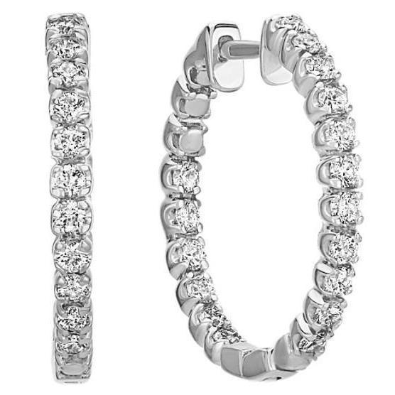 Orecchini a cerchio da donna in oro bianco 14K con diamanti da 3,90 carati - harrychadent.it