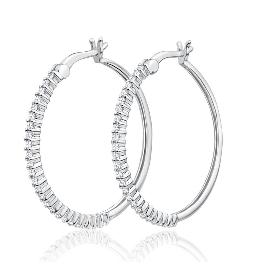 Orecchini a cerchio in oro bianco 14K 2,50 carati con diamanti taglio brillante rotondo - harrychadent.it
