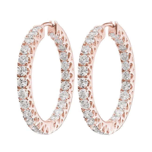 Orecchini a cerchio in oro rosa con diamanti 5,60 carati taglio brillante rotondo - harrychadent.it