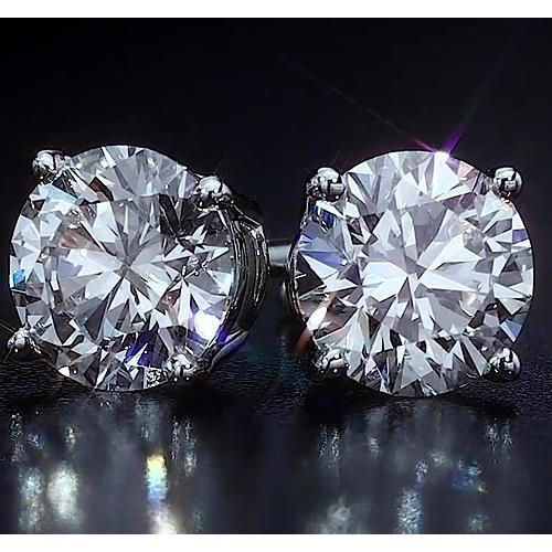 Orecchini a lobo 4 carati con diamanti a taglio rotondo gioielli in oro bianco 14K - harrychadent.it