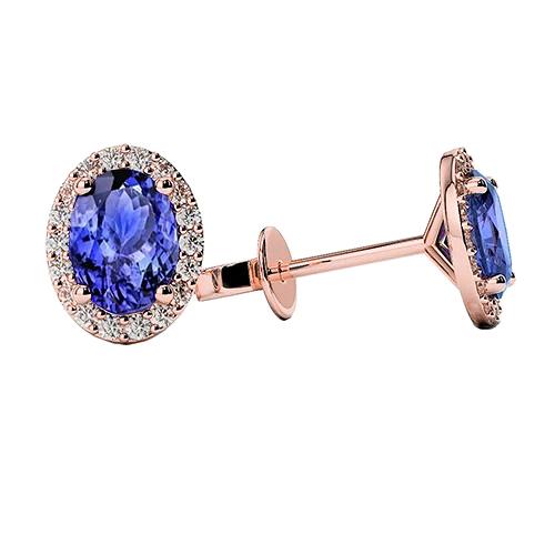 Orecchini a lobo 5 carati con diamanti tanzanite blu oro rosa - harrychadent.it