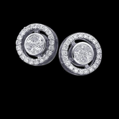 Coppia di orecchini a bottone con diamante rotondo da 2.42 carati in oro bianco - harrychadent.it