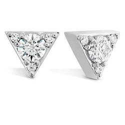 Orecchini a lobo a forma di triangolo 1.80 carati di diamanti scintillanti WG 14K