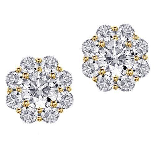 Orecchini a lobo con diamante rotondo naturale, pavé di 4,50 ct. Oro giallo 14K - harrychadent.it