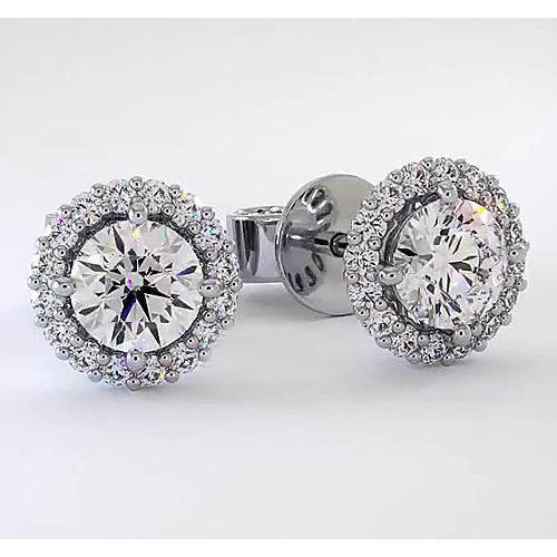 Orecchino A Perno Stile Halo Con Genuino Diamante Rotondo 2.50 Carati Orecchino A Perno Stile Halo Con Genuino Diamante Rotondo 2.50 Carati