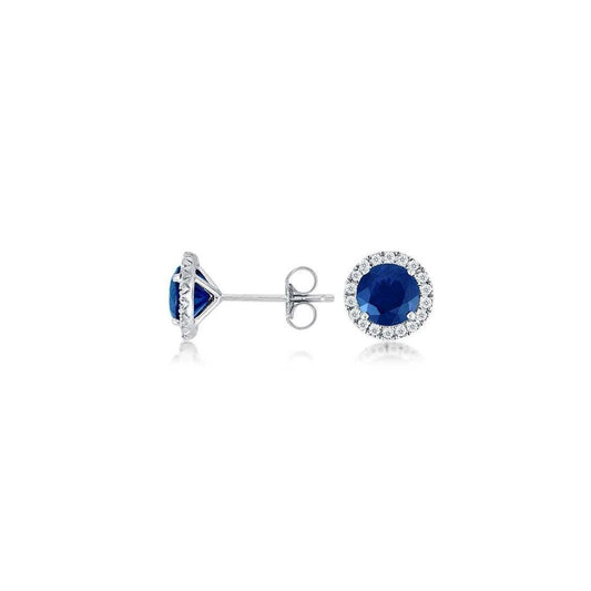 Orecchini a lobo con diamanti Zaffiro di Ceylon 3.10 carati Oro bianco 14K - harrychadent.it