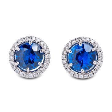 Halo Round Prong Set Orecchini a lobo 5.20 carati Zaffiro Ceylon - harrychadent.it