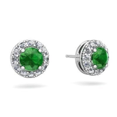 Orecchini a lobo con smeraldo verde e diamanti 5 carati in oro bianco 14K - harrychadent.it