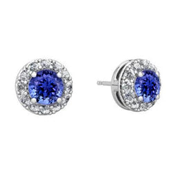 Orecchini a lobo con tanzanite e diamanti da 3.70 carati in oro bianco 14K