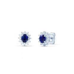 Orecchini a lobo con zaffiro dello Sri Lanka e diamante da 4.60 carati in oro bianco 14K