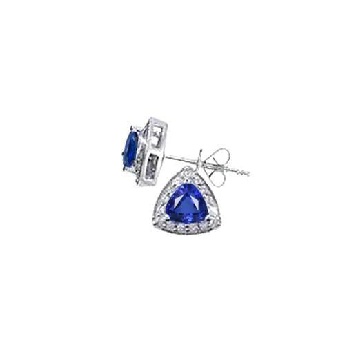 Orecchini a lobo con zaffiro di Ceylon e diamanti da 6,60 carati in oro bianco 14K - harrychadent.it