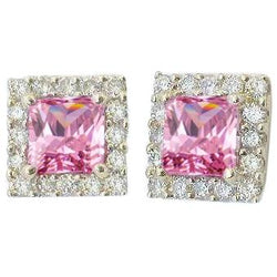 Orecchini a lobo con zaffiro rosa 5 carati da donna in oro bianco 14K