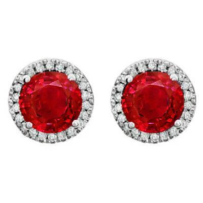 Orecchini a lobo da donna con diamanti. rubino rosso rubino. set 9.10 ct. WG 14K - harrychadent.it