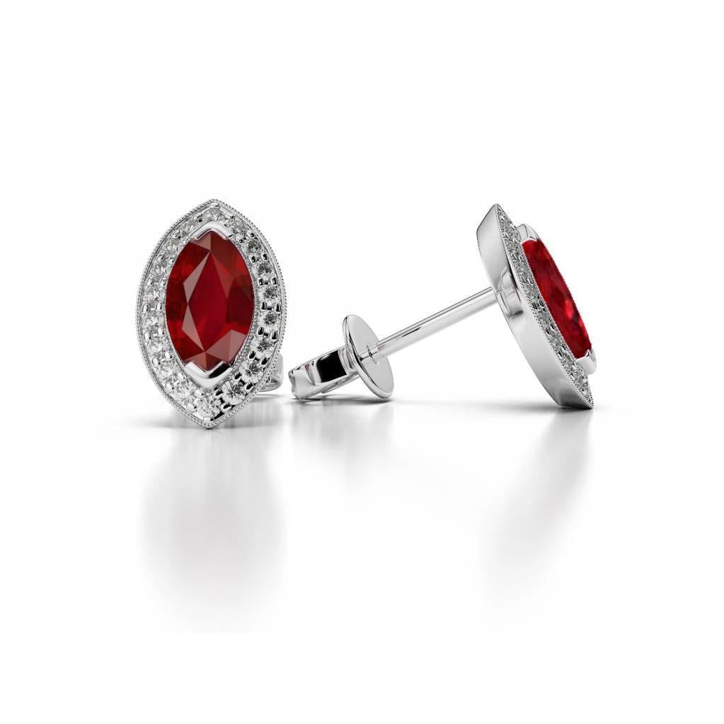 Orecchini a lobo da donna con rubini e diamanti taglio marquise da 2,90 carati - harrychadent.it