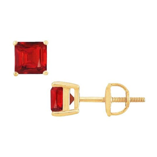 Orecchini a lobo da donna con rubini rossi Asscher Cut 3 carati in oro giallo 14K - harrychadent.it