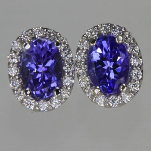 Orecchini a lobo da donna con tanzanite blu e diamanti 5.70 carati Halo - harrychadent.it