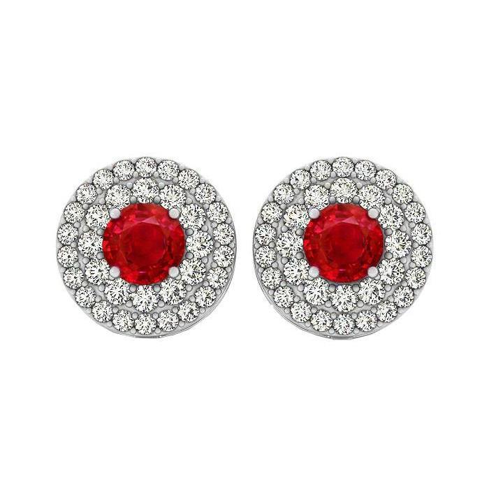 Orecchini a lobo in oro bianco 14 carati con rubini e diamanti a taglio rotondo da 6 ct - harrychadent.it