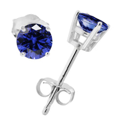 Orecchini a lobo in tanzanite 6 carati taglio brillante rotondo oro bianco 14K