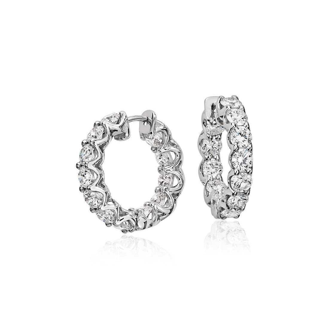 Orecchini circolari da donna in oro bianco con diamanti a taglio brillante rotondo da 3.36 ct - harrychadent.it