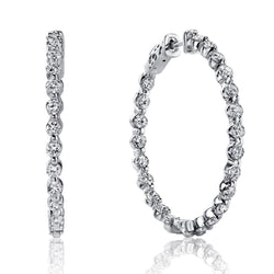 Orecchini circolari da donna in oro bianco con diamanti taglio brillante rotondo da 4.60 ct
