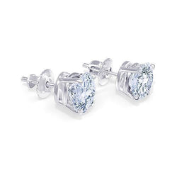 Orecchini con paia di orecchini a bottone con diamanti a taglio rotondo da 1.80 carati. gioielli in oro bianco 14 carati