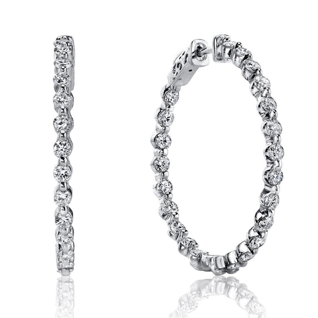 Orecchini da donna con diamanti a taglio brillante e cerchio rotondo 4.60 carati WG 14K - harrychadent.it