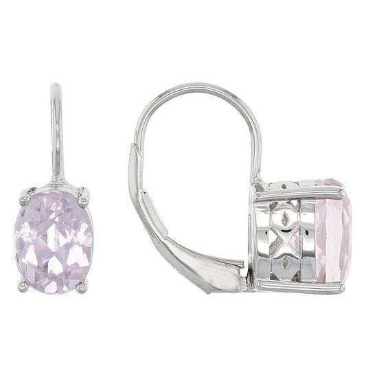 Orecchini da donna con goccia di Kunzite in oro bianco 14K taglio ovale 26 carati - harrychadent.it