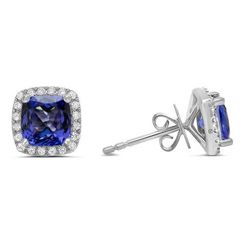 Orecchini da donna con tanzanite da 5.50 ct e diamanti in oro bianco 14 carati - harrychadent.it