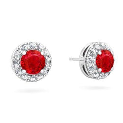 Orecchini da donna in oro 14 carati con rubini rossi e diamanti da 3.80 carati