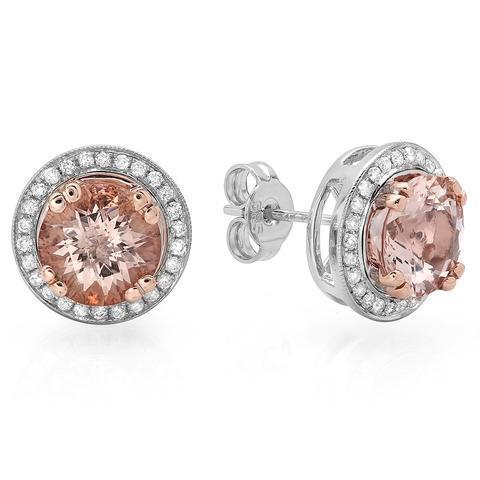 Orecchini da donna in oro bianco con diamante Morganite da 10.70 ct 14K - harrychadent.it