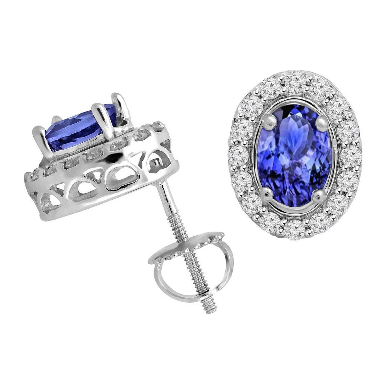 Orecchini da donna in tanzanite da 3.70 ct con diamanti in oro bianco 14K - harrychadent.it