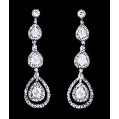 Orecchini di diamanti con lampadario a 3 carati Orecchini di gioielli con diamanti a pera - harrychadent.it
