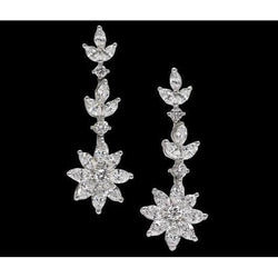 Orecchini di diamanti in stile floreale con lampadario lungo 5 carati di diamanti