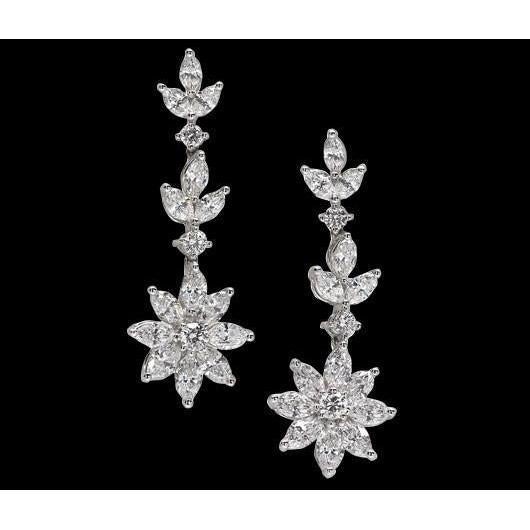 Orecchini di diamanti in stile floreale con lampadario lungo 5 carati di diamanti - harrychadent.it