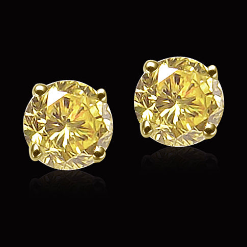Orecchini di diamanti rotondi con borchie giallo canarino